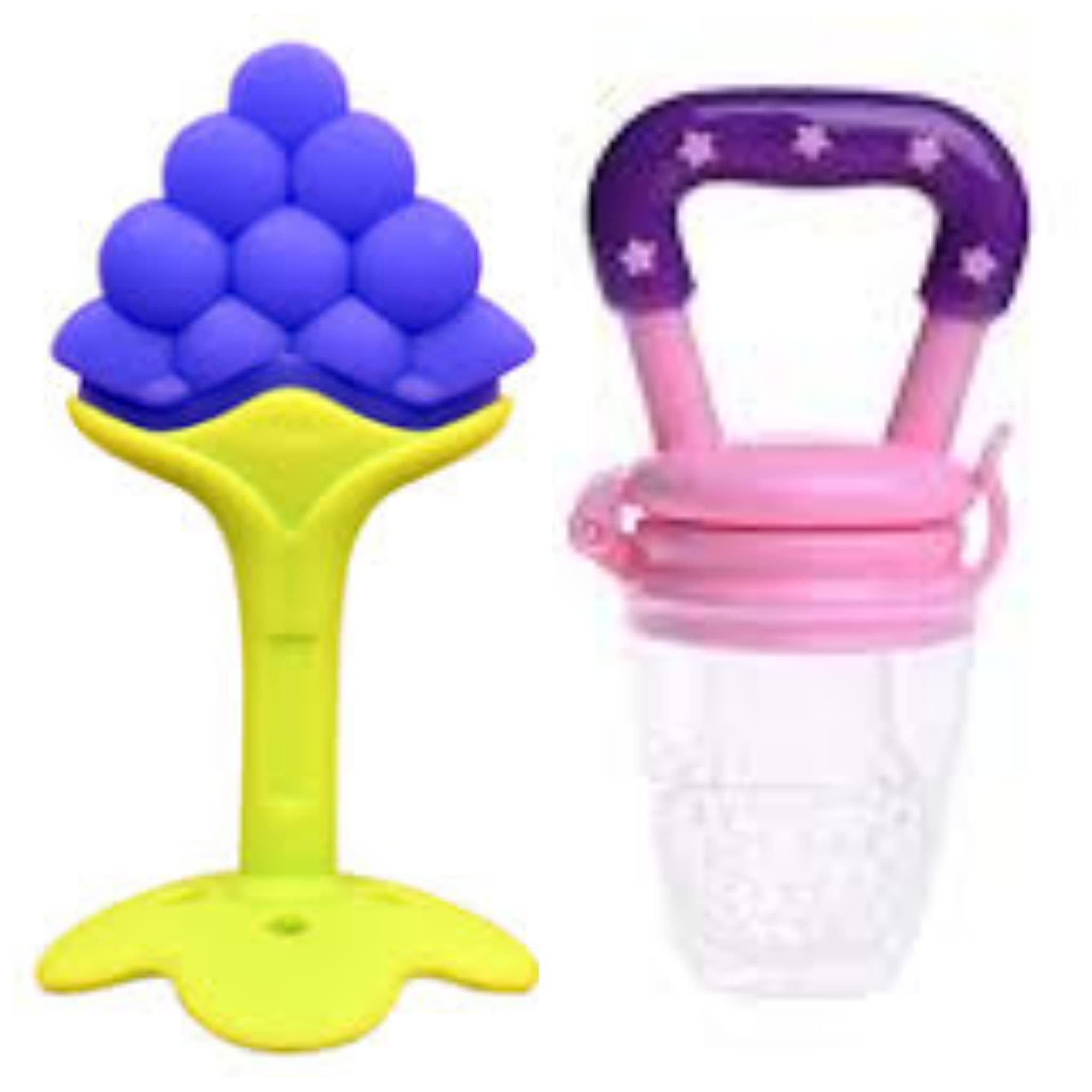 Luvik Silicone Fruit Shape Teether for Baby 6-12 Months| Baby Teether 3-6 Months Babies| Teether Teether for 6 to 12 Months Baby Bpa Free + Nipple Food Nibbler for Baby (Multicolour) -Combo Pack of 2