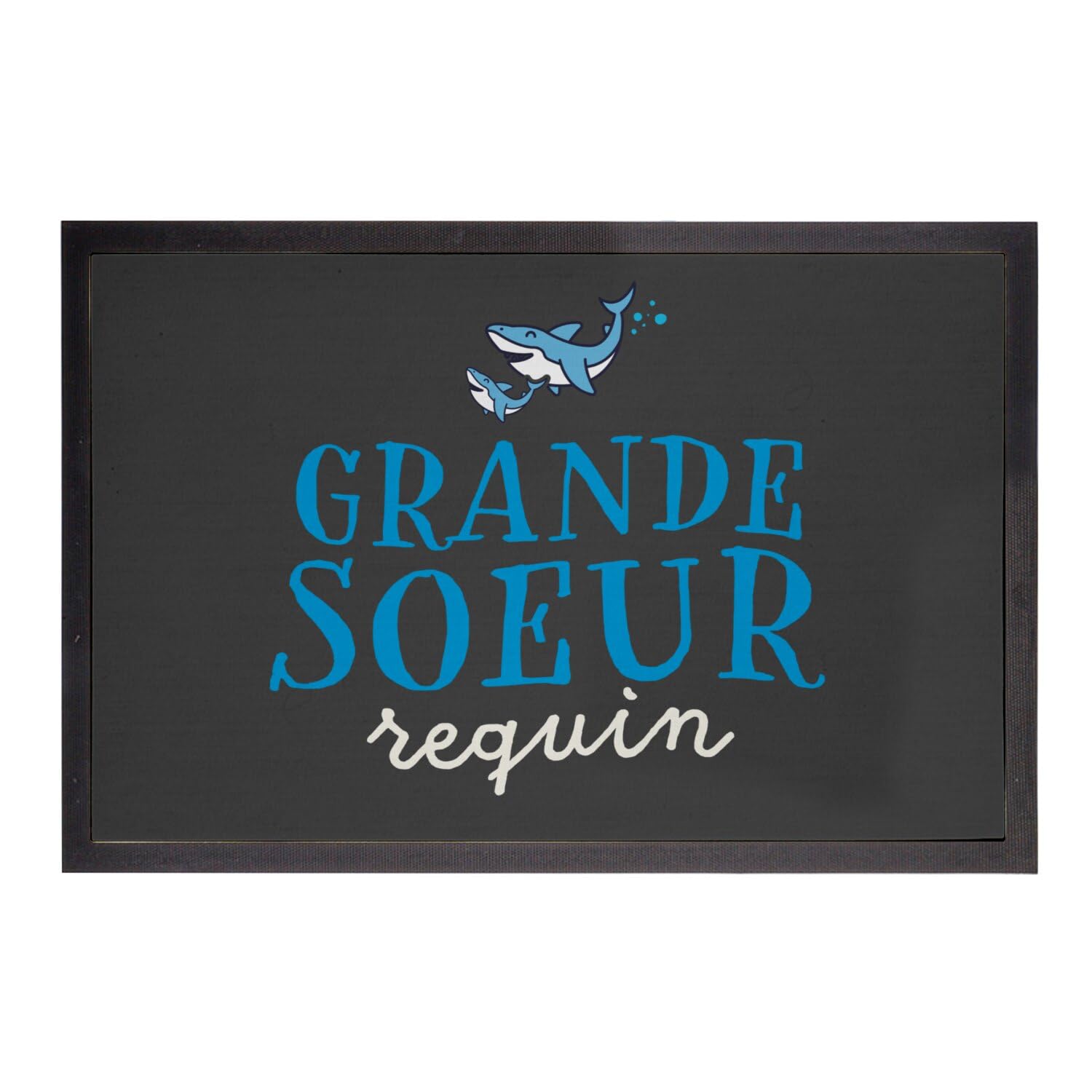Paillasson noir requin mignon grand tapis pour entrée de maison