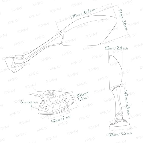 Miniatura 4 de KiWAV Reemplazo de espejo lateral izquierdo izquierdo compatible para Suzuki GSX-250R 2018 2019