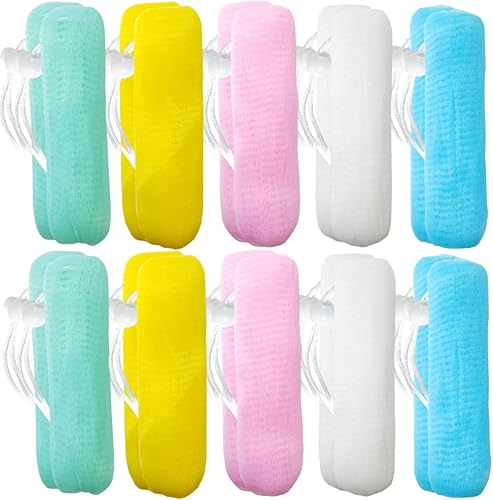 GXXMEI Bolsa de jabón de malla exfoliante para jabón, bolsa de espuma de burbujas para herramienta de limpieza facial corporal, 5 colores