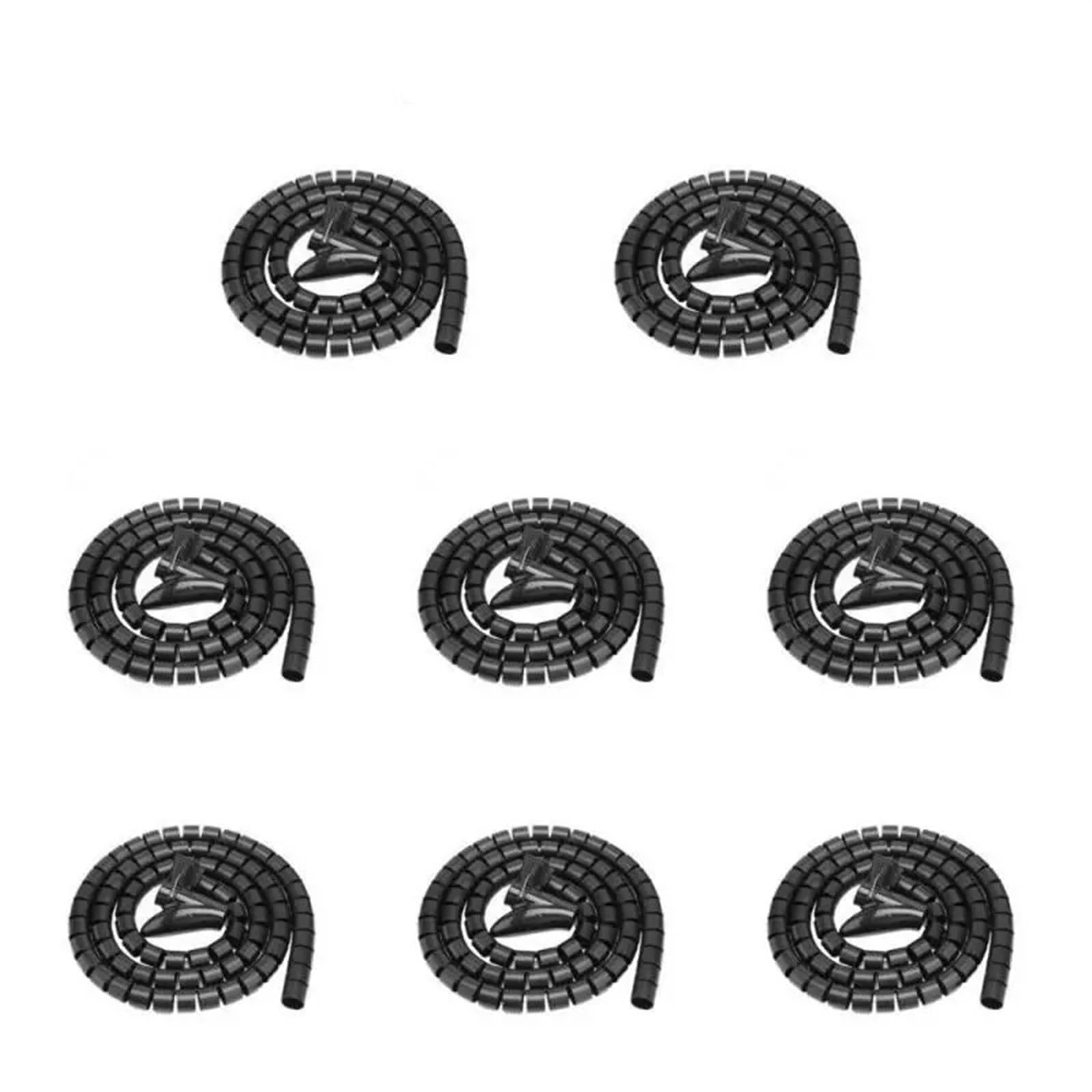 Organizador de Cables en Espiral Flexible de 1 Metro, 8 Unidades, diámetro de Tubo de 22 mm, Protector de Cables, Almacenamiento de Cables(Negro)