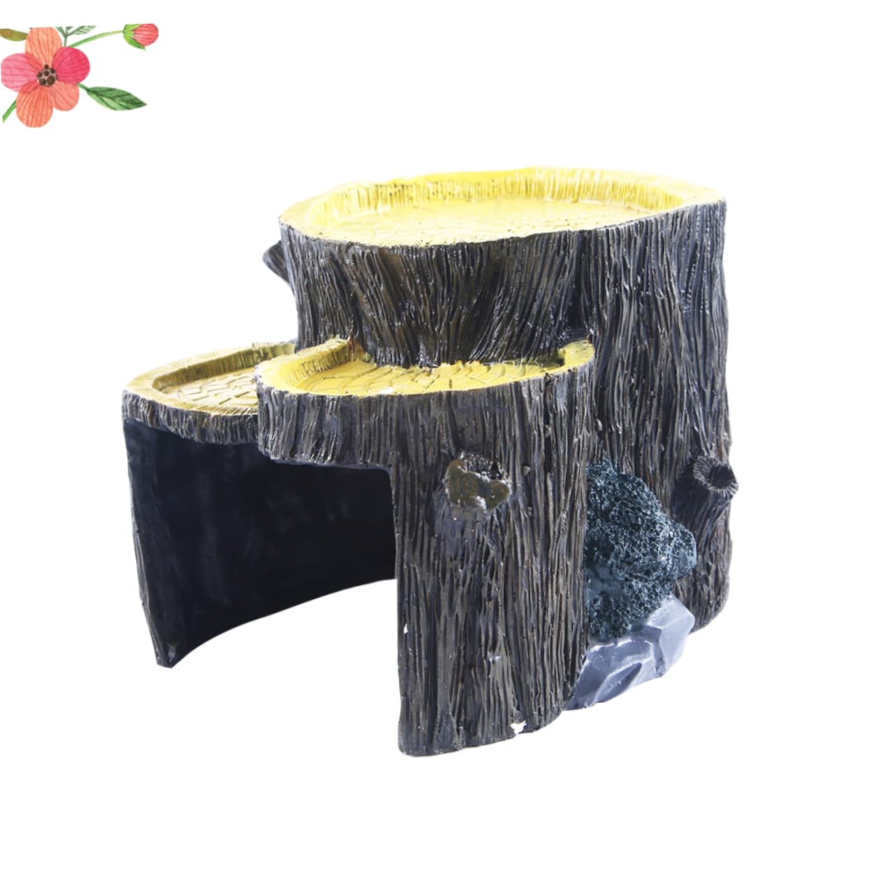 Nascondiglio in Resina per Rettili e Pesci per Terrario e Acquario | Ornamento Mini Ceppo, 1 Pezzo, Decorazione Paesaggistica per Habitat, Uso in Vasca