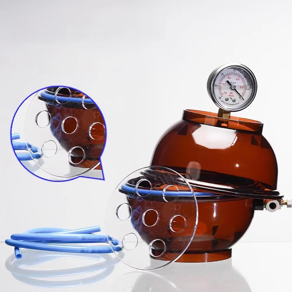 Toplionace Desecador de Vacío de Plástico Marrón 150 Ml con Manómetro y Válvula Simple: Contenedor de Conservación de Grado de Laboratorio