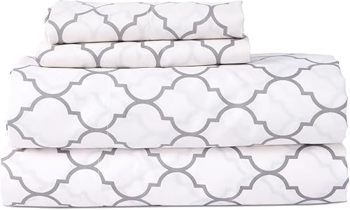 VISI-ONE BLC - Juego de sábanas tamaño matrimonial de cuatrifolio de microfibra cepillada súper suave de 1800 hilos, sábana de enfriamiento extra