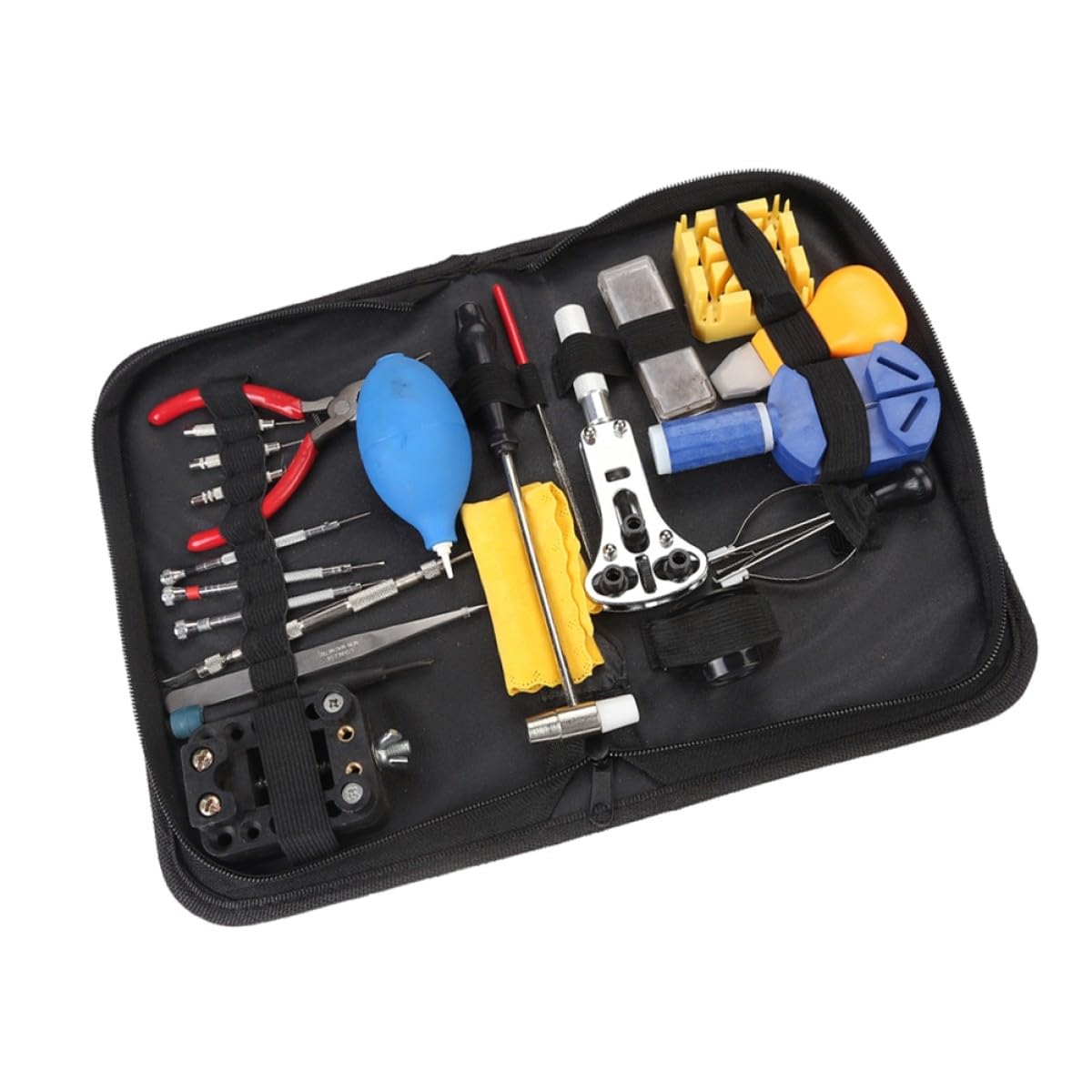 Kit de Reparación de Relojes 22 Piezas Metal Negro Profesional