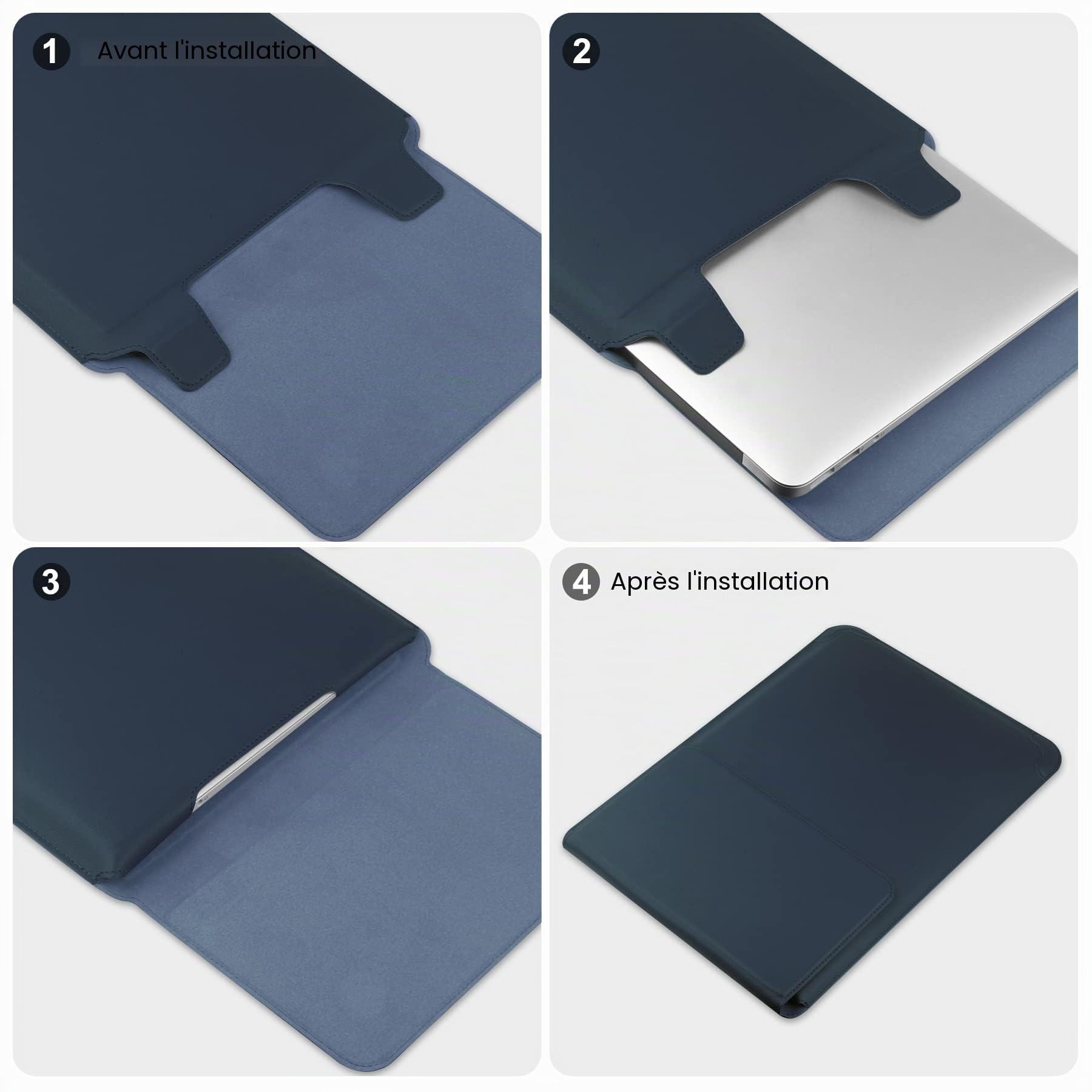 HoYiXi 15.6'' Housse pour Laptop Cuir Étui Case Compatible avec MacBook Pro 16 2021 & 2019/ASUS Vivobook 15/Huawei MateBook D15/HP 15.6" PC/MacBook Pro 15/Surface Laptop 3/Dell Lenovo IdeaPad, Bleu