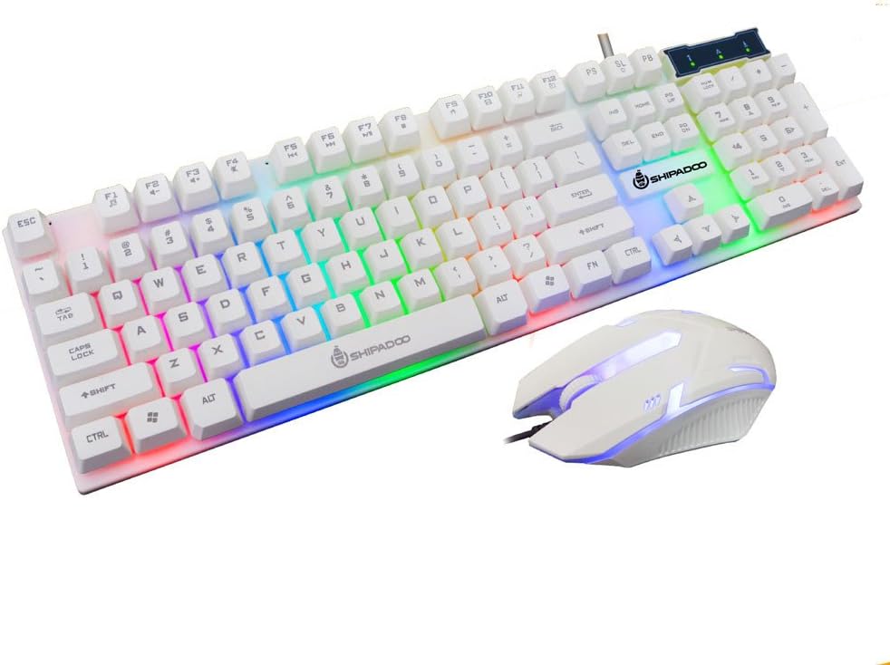 Gaming Keyboard and Mouse ComboLED Rainbow Color Backlight Adjustable Gaming Game USB Wired Keyboard Mouse Set