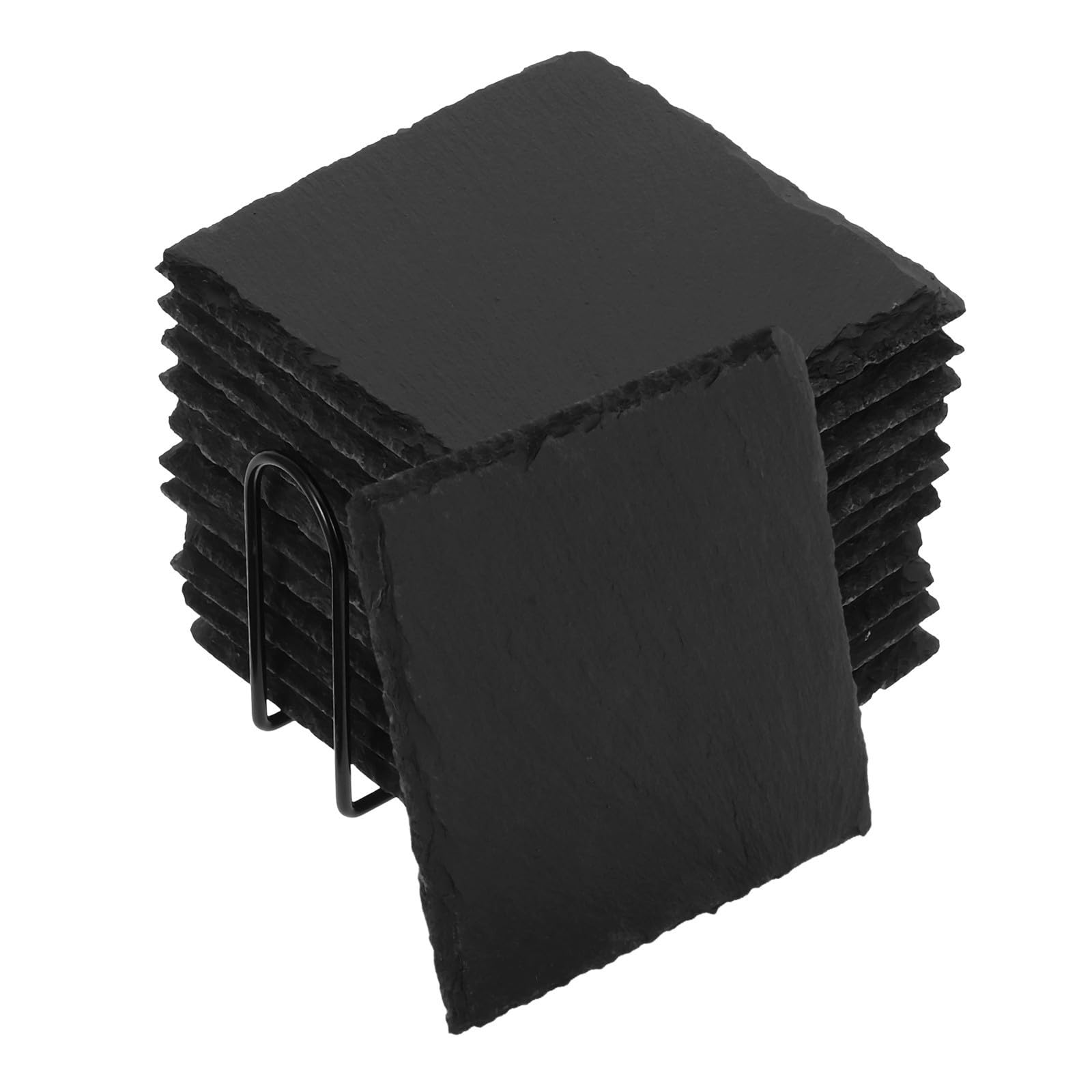 12 Piezas Posavasos Redondo de Pizarra Negro, Estilo Japonés