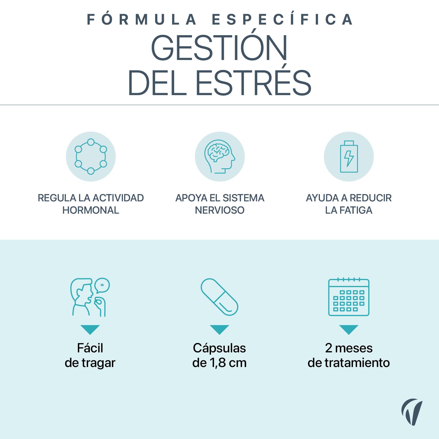 Cortisol Control - Complemento anti-estrés y fatiga - Ashwagandha, Rhodiola, Bacopa, L-teanina, Magnesio - 120 cápsulas veganas - Vitavea