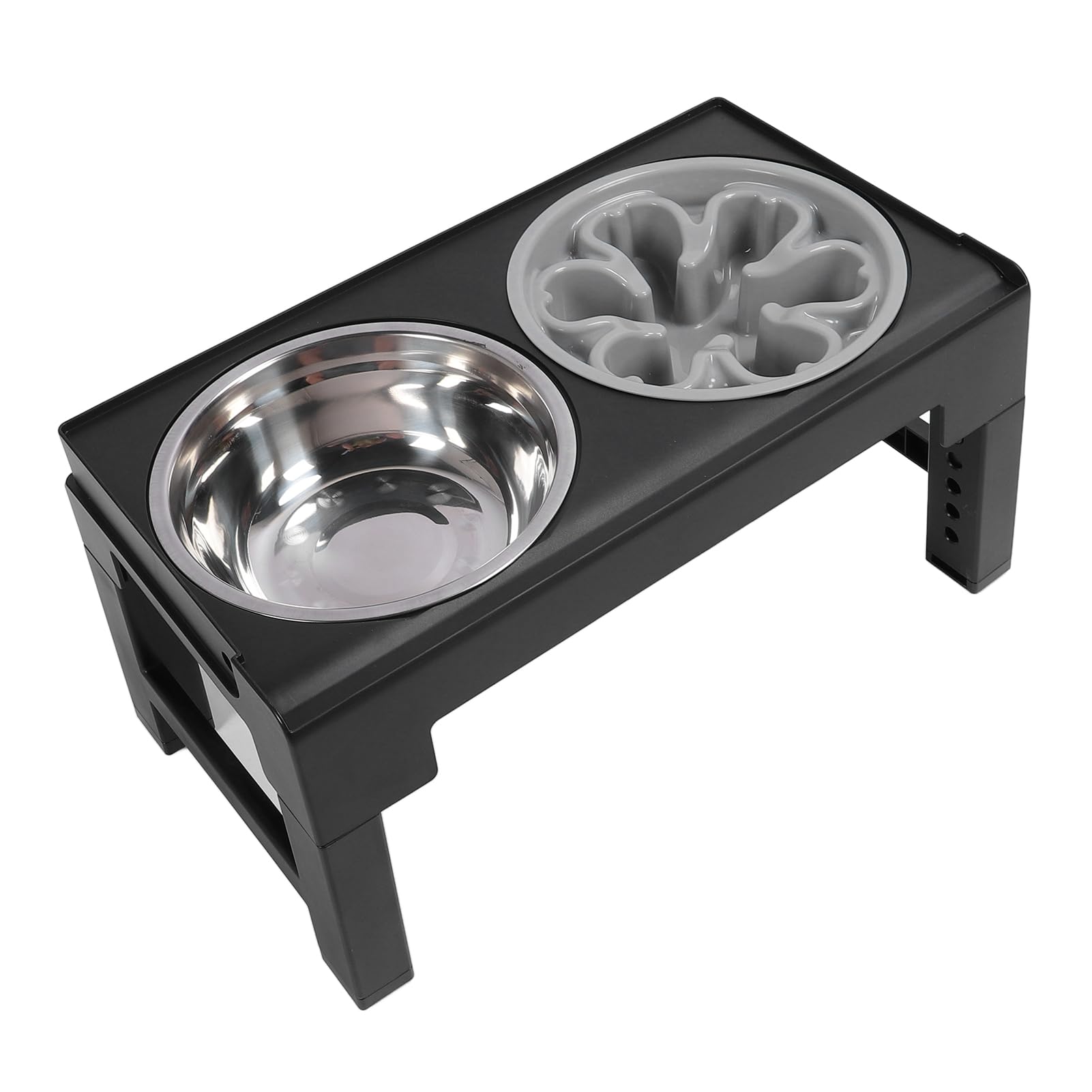 Ciotola Rialzata per Cani, Doppia Ciotola in Acciaio Inox Regolabile in Altezza con Design Pieghevole e Base Antiscivolo, Ideale per Cani di Taglia Grande e per Uso esterno.