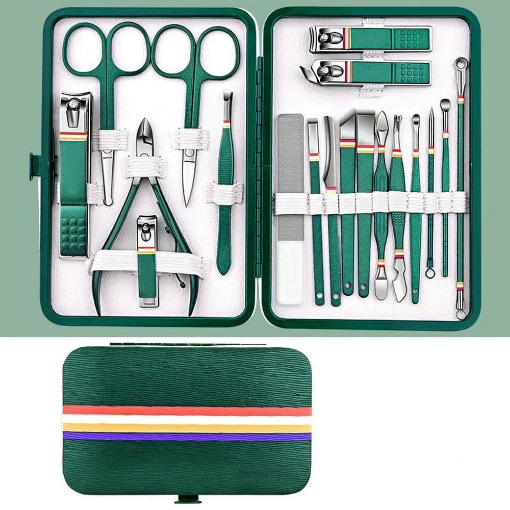 JJDFW 19pcs/Set Nail Cutter Set Stainless Steel Clippers Set Manicure Kits Scissors Makeup Beauty Tool