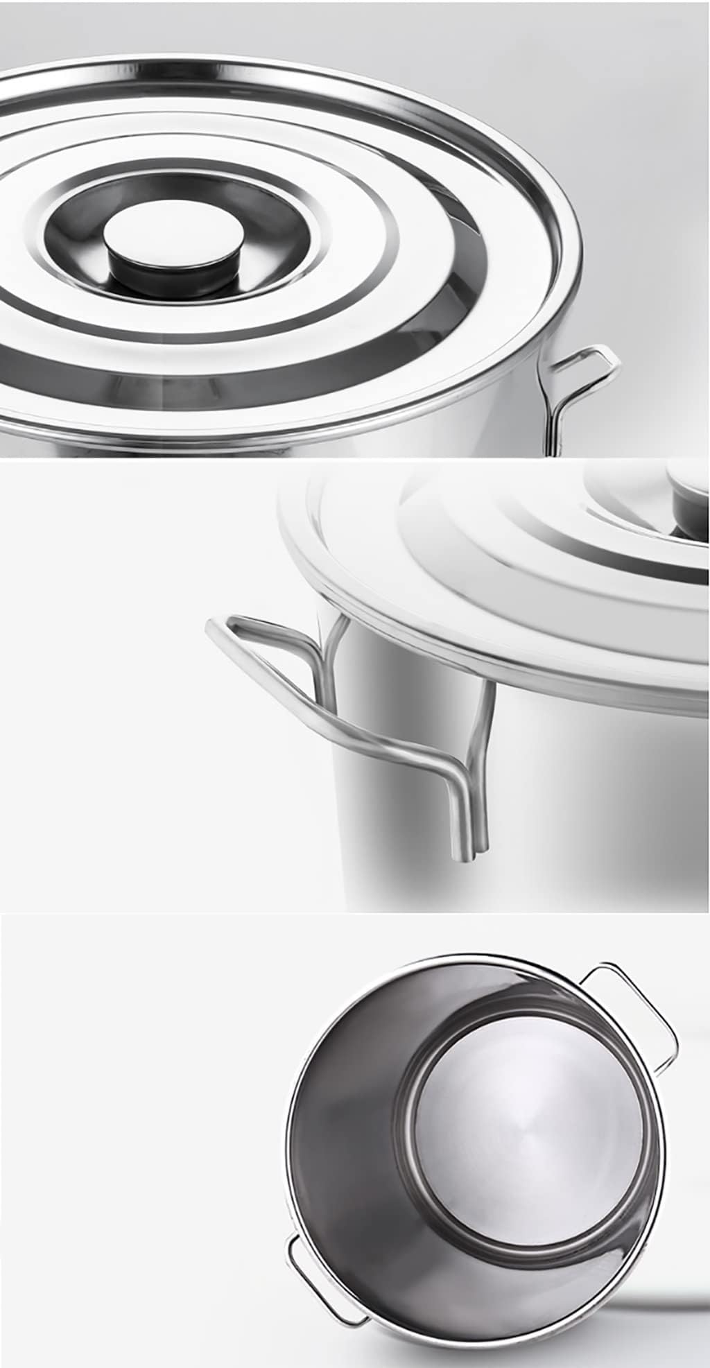 Edelstahl-Kochtopf – für Suppen und Eintöpfe, 5–90 l Fassungsvermögen, robust, mit Deckel, Verbundboden, Milch, dickere Dose mit Wasserhahn (40 x 50 cm, 56 l)