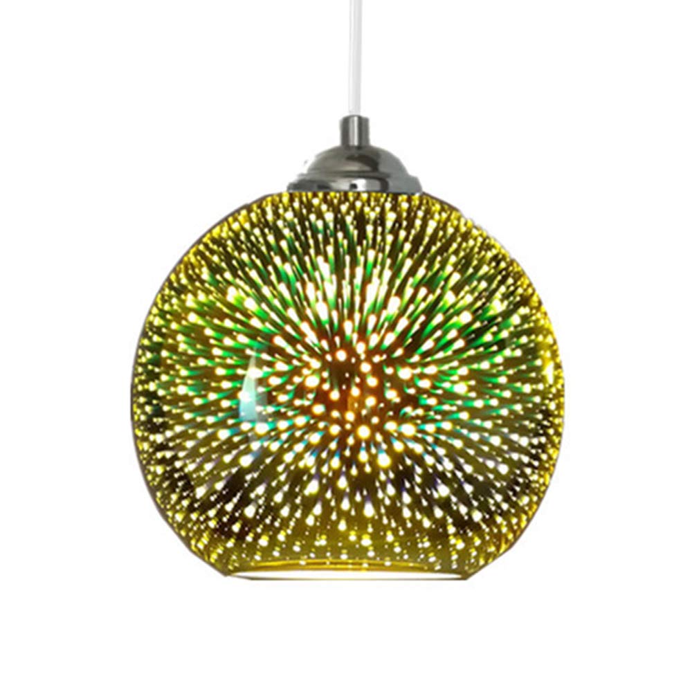 LEGZIT Glass Pendant Light 3D Colourful Fireworks Light Fitting Modern Multicolor Ceiling Lights Height Adjustable Round Lampshade Hanging Lamps Multiple Choices