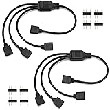 QWORK® 2 pezzi cavo splitter ARGB, 5 V, 3 pin, splitter argb, 1 presa su 3 spine, 30 cm, per dissipatore CPU e ventola ARGB 5 V 1 presa su 3 spine 2 Pezzi