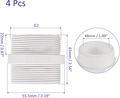 Miniatura 9 de M METERXITY Paquete de 4 accesorios de tubería de rosca macho de PVC  conector de manguera adaptador de rosca macho hexagonal G12, adaptador de