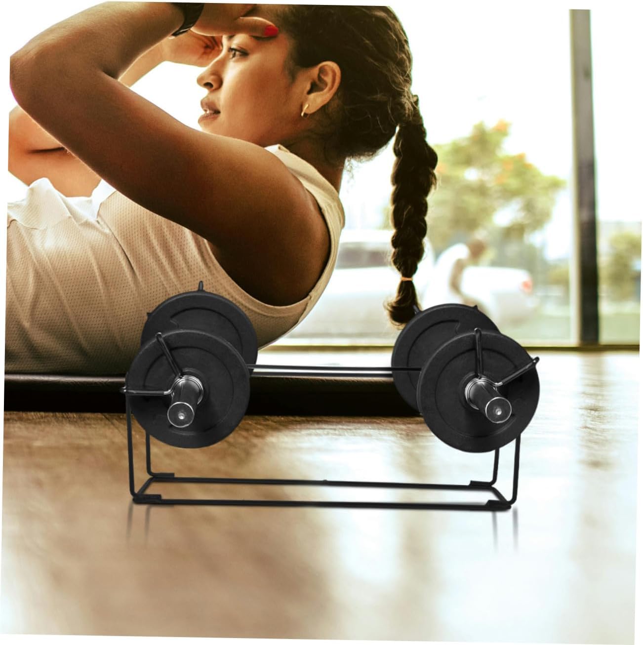 Mikinona Iron and Rubber Dumbbell Holder Stand for Home Gym Wear-resistant Weight Rack for Dumbbells and Barbells Multi-functional Fitness Equipment Storage to Protect Floors and Organize