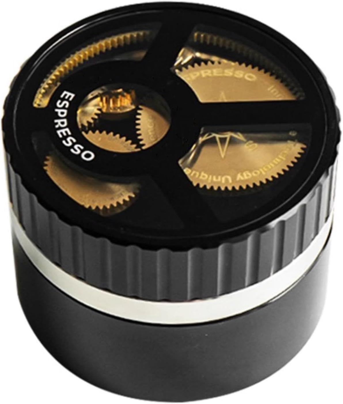 Agitatore ad ago per distributore di caffè con ingranaggi, livellatore e pressino per espresso in acciaio inox 304 con base, compatibile con portafiltri da 58 mm.