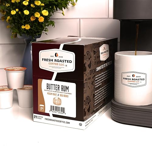 Miniatura 3 de Fresh Roasted Coffee - Cápsulas de café descafeinado sabor a ron y mantequilla, compatibles con sistema de cápsulas K-Cup, 24 unidades