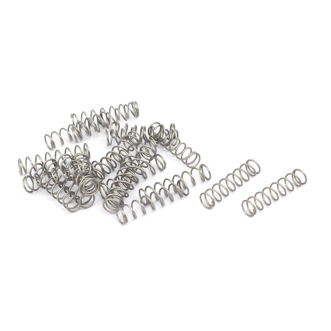 sourcing map 20 szt. 0,5 mm x 5 mm x 20 mm 304 stal szlachetna sprężyny naciskowe sprężyna sprężyna spiralna sprężyna stalowa odcień srebrny