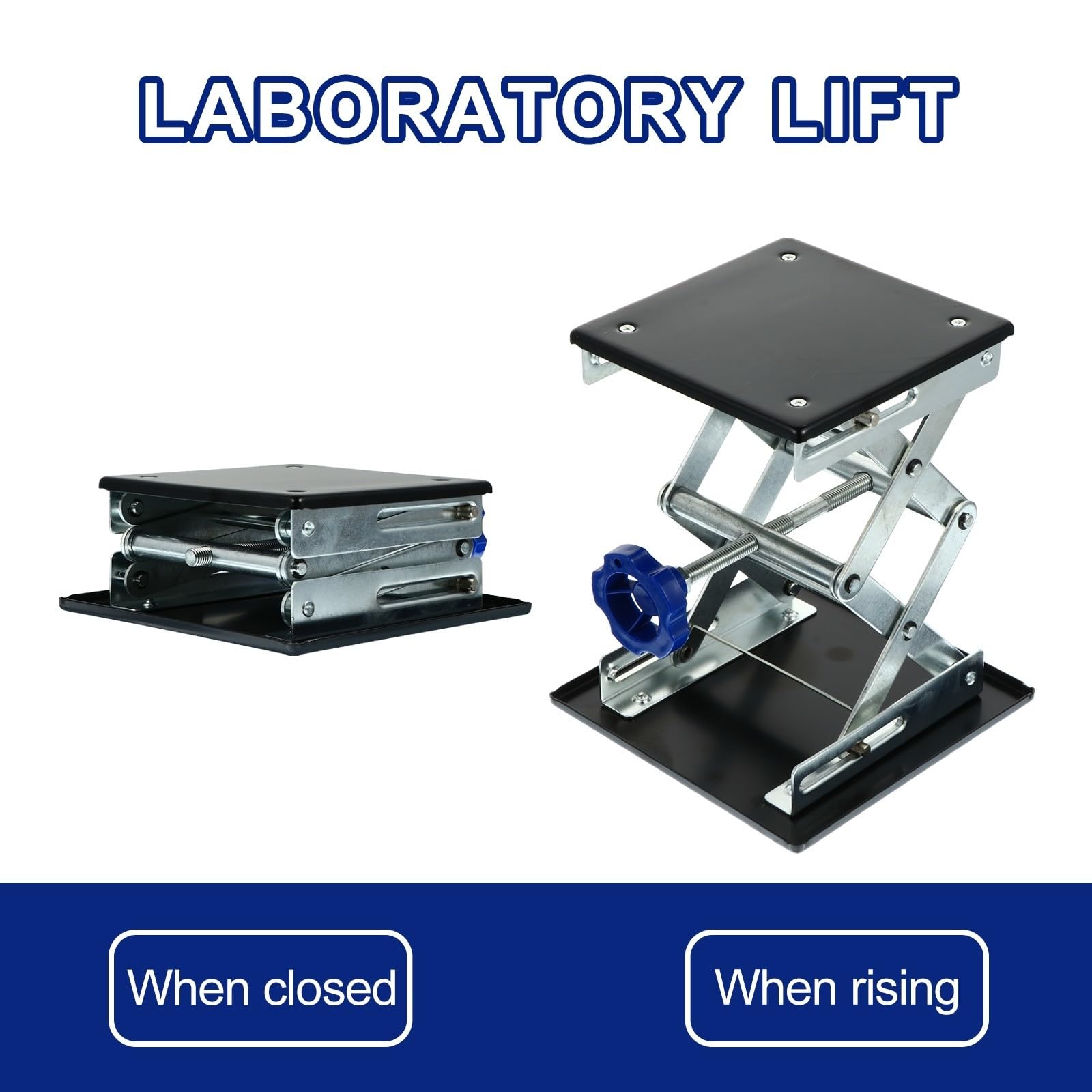 Soporte Elevador de Laboratorio Estructura Plegable de Acero Inoxidable Plataforma Ajustable 180x180mm y Buena Capacidad de Carga para Experimentos Químicos y Físicos