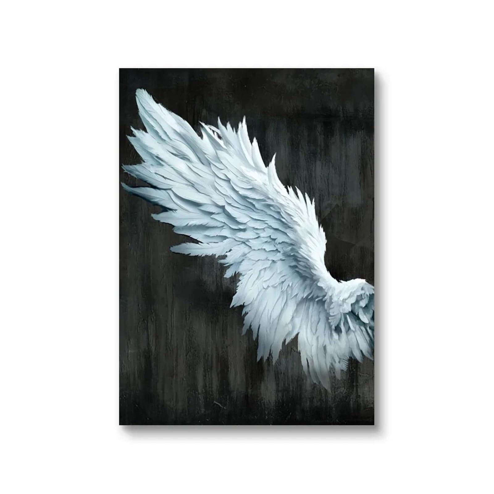 Cuadro sobre lienzo de alas de ángel en blanco y negro, arte de pared abstracto de 40x50 cm