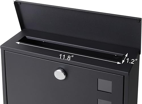 Miniatura 6 de Jssmst - Buzón con cerradura montado en vertical en la pared - Buzones con cerradura de llave de gran capacidad, 14.3 x 4.1 x 11.8 pulgadas