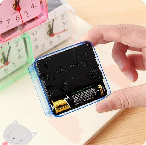 Miniatura 5 de Reloj despertador cuadrado, silencio, sin batería, pequeño reloj despertador portátil de viaje, blanco y creativo, bonito e inteligente