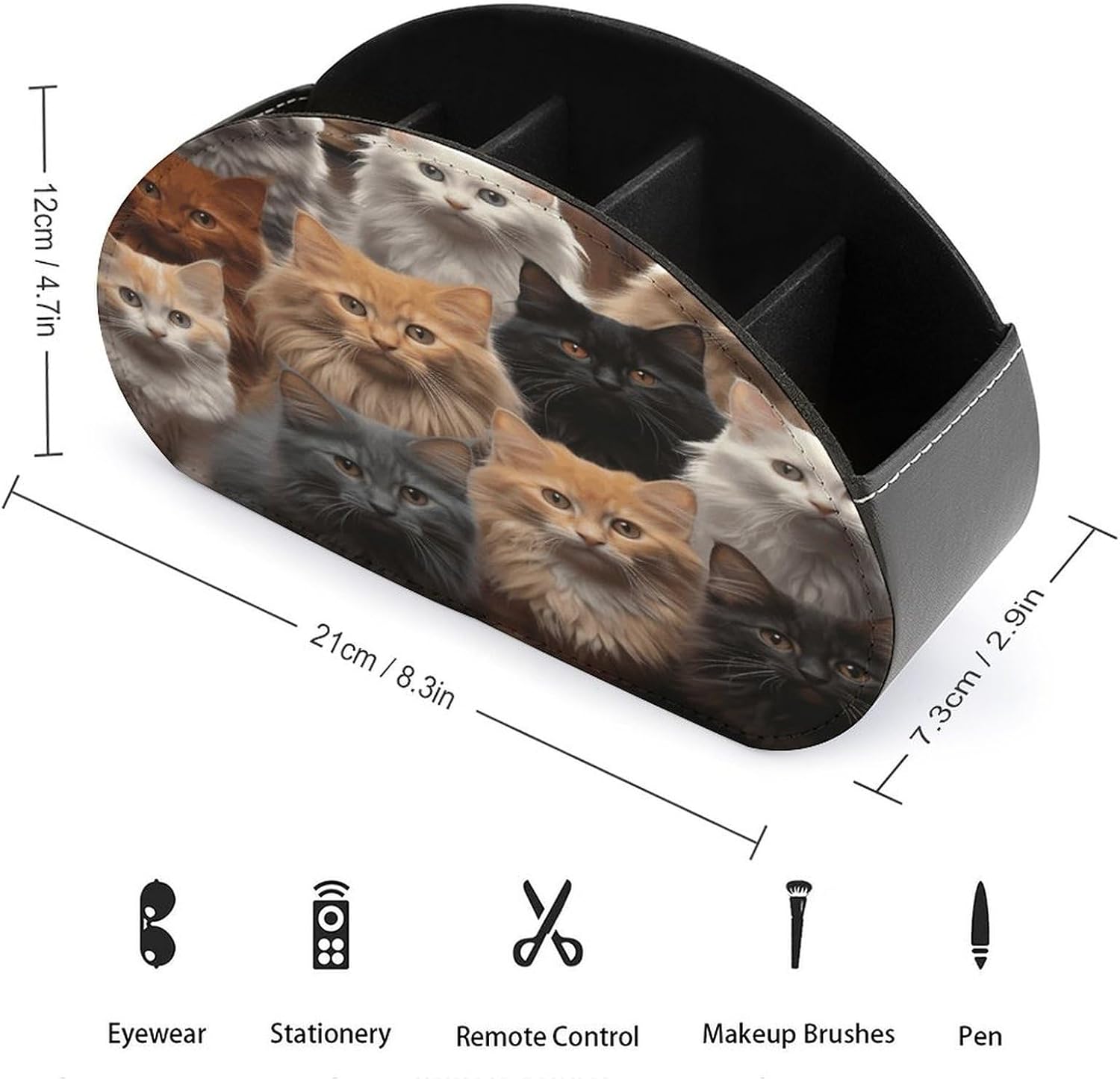 Cat Collection PU Leather Remote Control Holder with 5 Compartments image 2