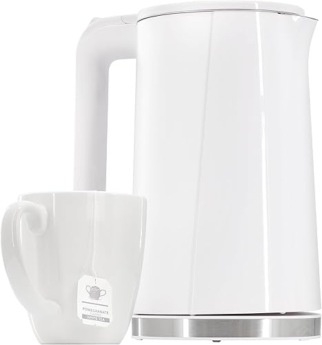 MegaChef Caldera eléctrica aislada de doble pared de acero inoxidable de 1,7 cuartos de galónhervidor de té