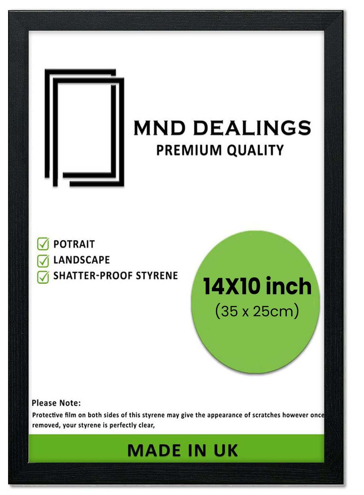 Mnd Dealings Black ® Modern 25X35 Inches Poster Photo Frames Wall Hanging Or Tables Table Top With Backboard & Styrene Perfect For Your Wall Gallery Or Living Room (14X10 Inch,)