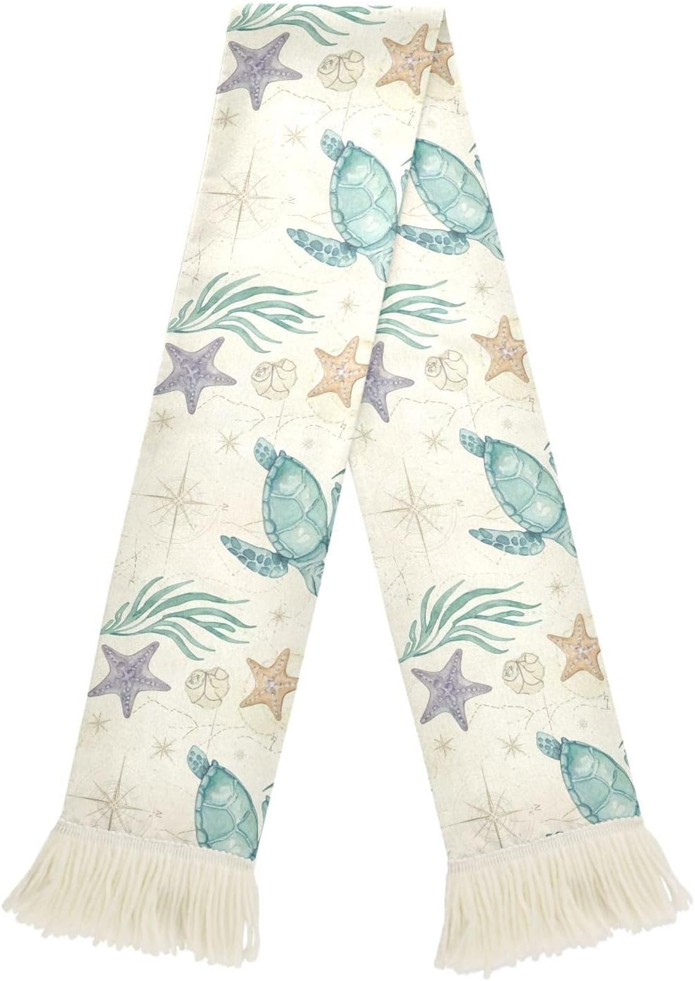 CHIFIGNO Vintage Turtle Beige Sports Fan Scarf, Soft Quick Dry Polyester Cheering Towel for Soccer Games, Sweat Wicking Rally Scarf with Fringe Ends