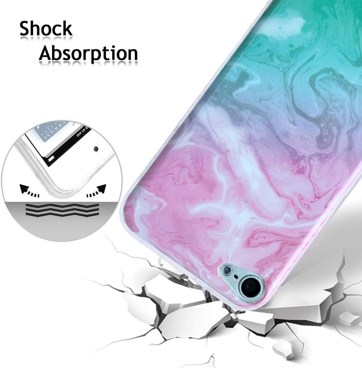 J.west iPod Touch 7 Case, iPod Touch Case 6th Generation, iPod 5 Case, Marble Design Slim Anti-Scratch Flexible Soft TPU Bumper Back Protective Case for iPod Touch 5th/6th/7th Generation -Watercolor