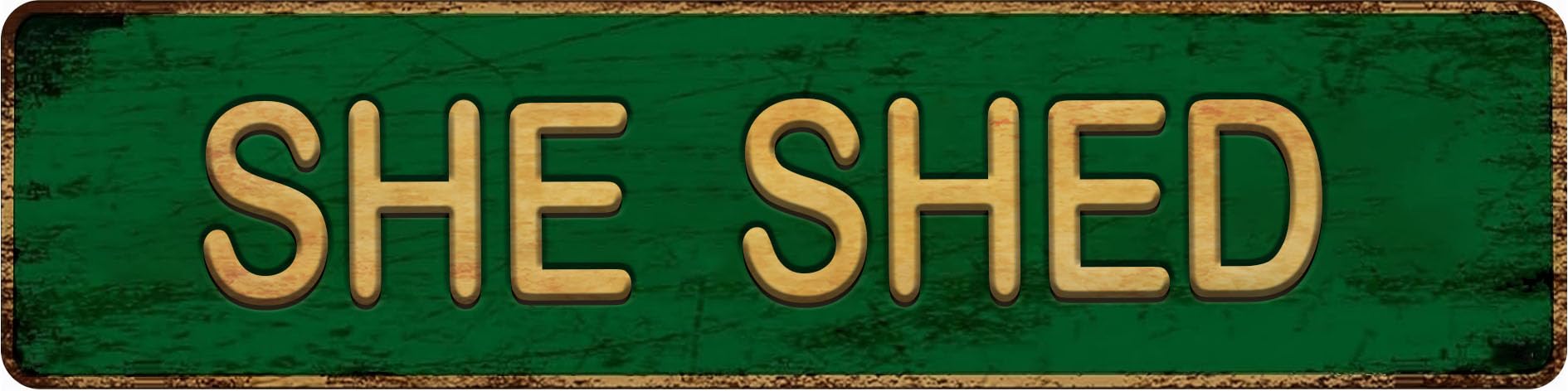 peiyeety Vintage Metal Tin Sign Decorative Wall Art She Shed Themed Sign, Rustic Style, Durable Waterproof Rustproof, For Home, Woman Cave, Home, Easy To Mount, 4x16 Inch
