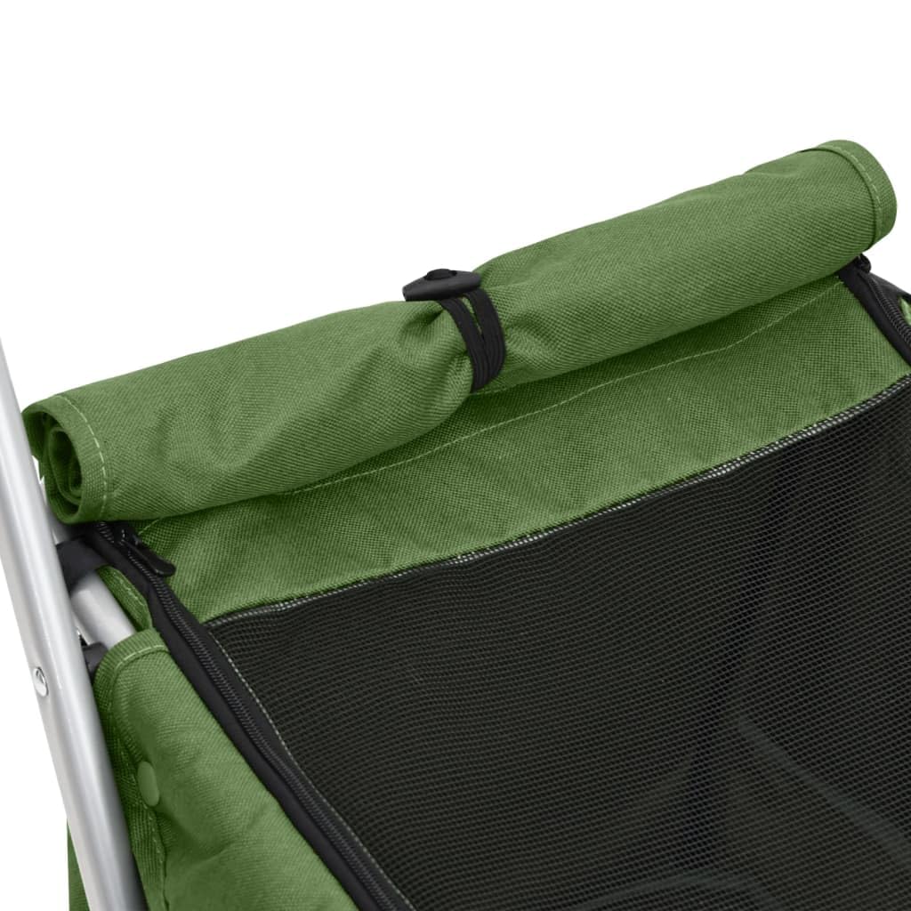 Hundewagen Faltbar Grün 100x49x96 cm Leinenstoff für Hunde, Katzen