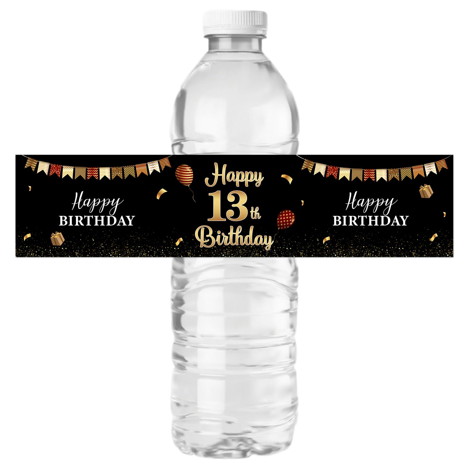 Happy 13th Birthday Bottle Labels Stickers Cheers to 13 Years Party Wine Bottle Wrappers Thirteen Birthday Anniversary Famliy Party Lables Favor Decoration Supplies Waterproof 32 Stickers