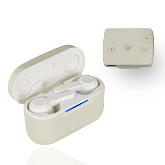 Bluetooth Hearing Aids Rechargeable with Noise Cancelling, Hearing Amplifier for Seniors, Ideal for TV Listening, Includes Remote Microphone, Digital Hearing Aid, White