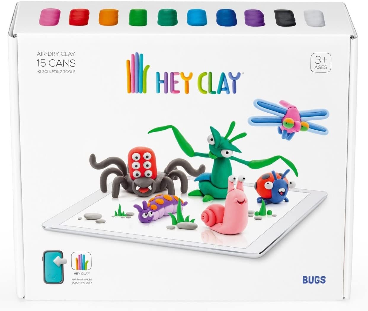 Hey Clay E73362 Bugs SetColourful Modeling KidsAir Dry Clay Kit 15