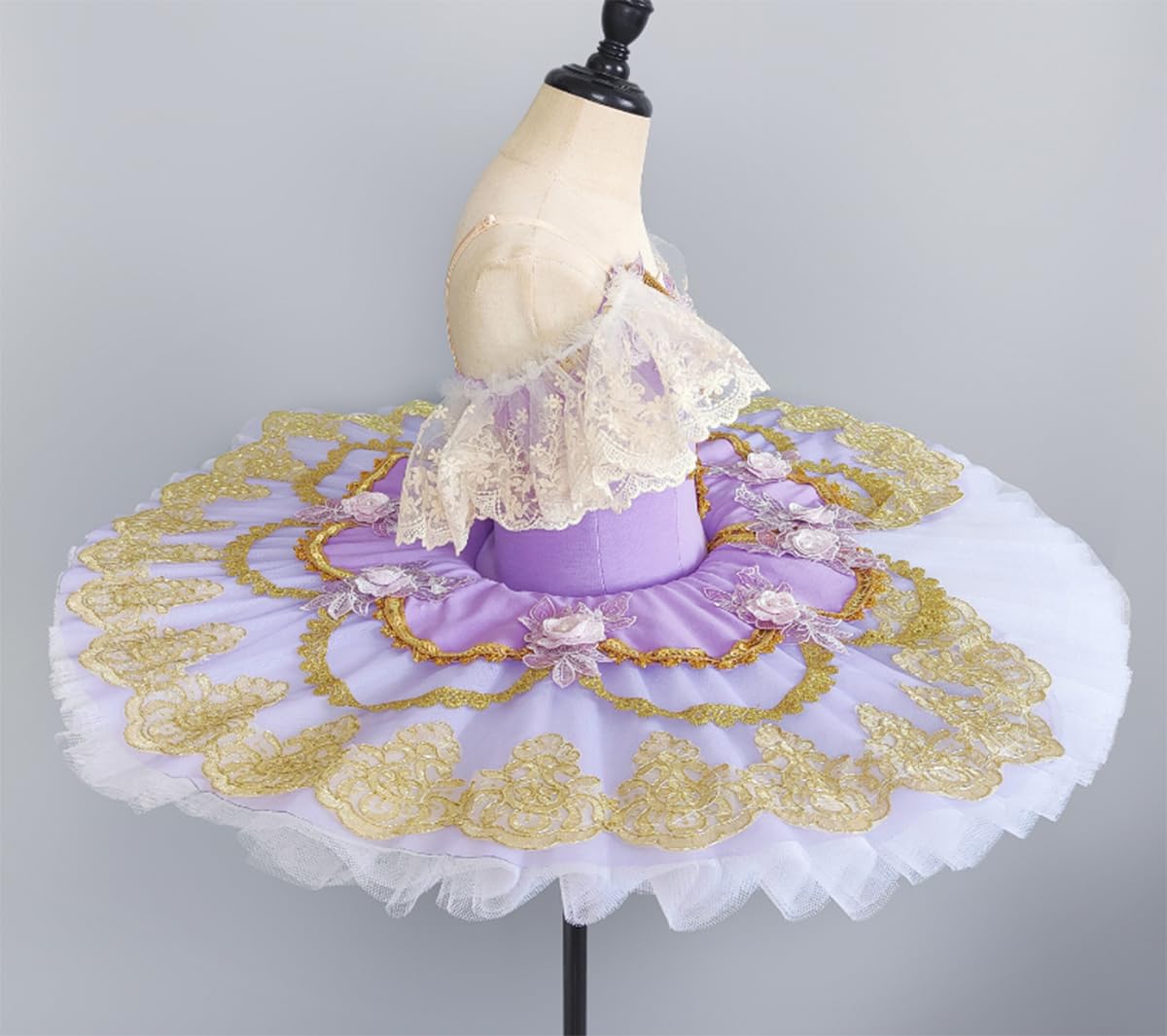 Vestido de Ballet para Niñas Sin Mangas de Encaje con Falda Tutú Disfraz de Bailarina Tirantes Finos Ropa de Baile de Una Pieza (A3345)