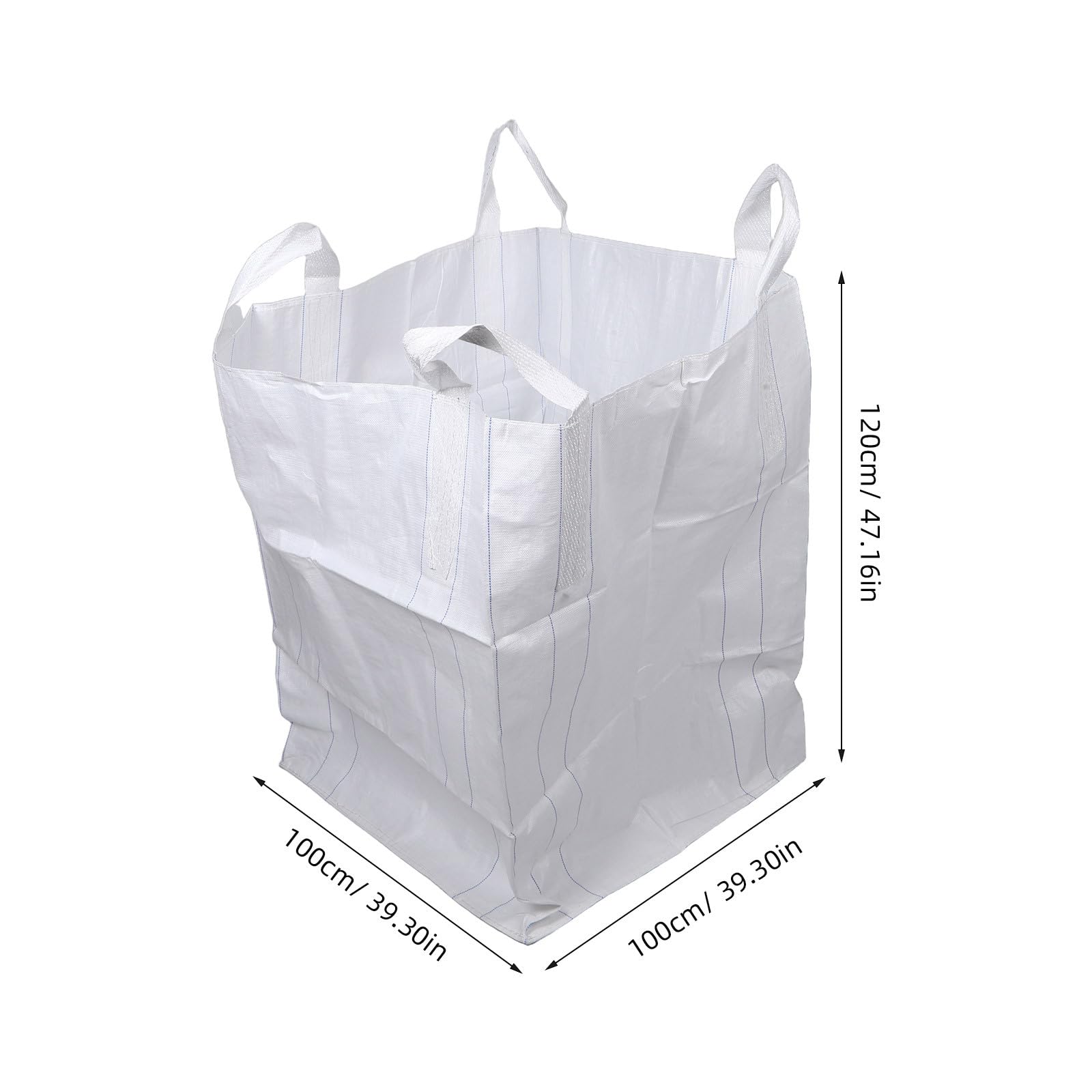 Sacchi big bag FIBC per materiali edili, 1-1,5 tonnellate, per carichi pesanti, sabbia e ghiaia, sacco a fondo piatto con parte superiore a sacca, ideale per cantieri edili, rocce e rifiuti,