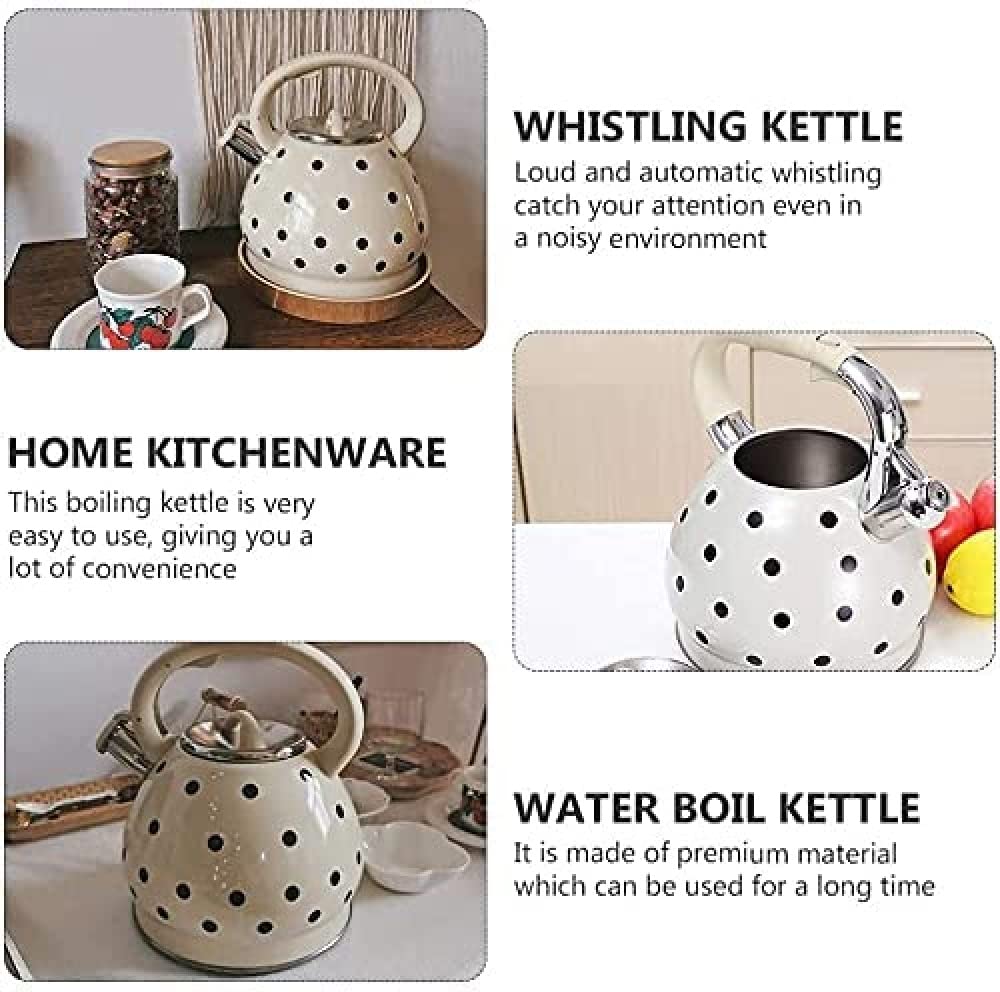 Hervidor de té silbante de 3,5 litros, Tetera de Cocina de Acero Inoxidable para Todas Las Estufas, Tetera de Tetera con Mango anticalor, antioxidante, Silbato Fuerte-Rojo