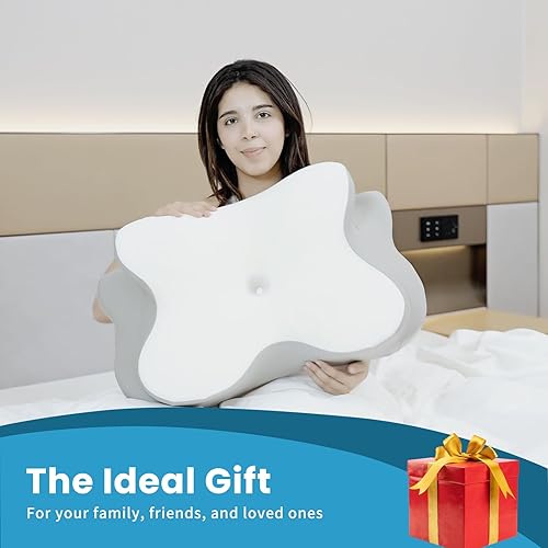 Miniatura 5 de Almohada cervical para aliviar el dolor de cuello y hombros para dormir, almohada ergonómica de espuma viscoelástica para dormir de lado, espalda y