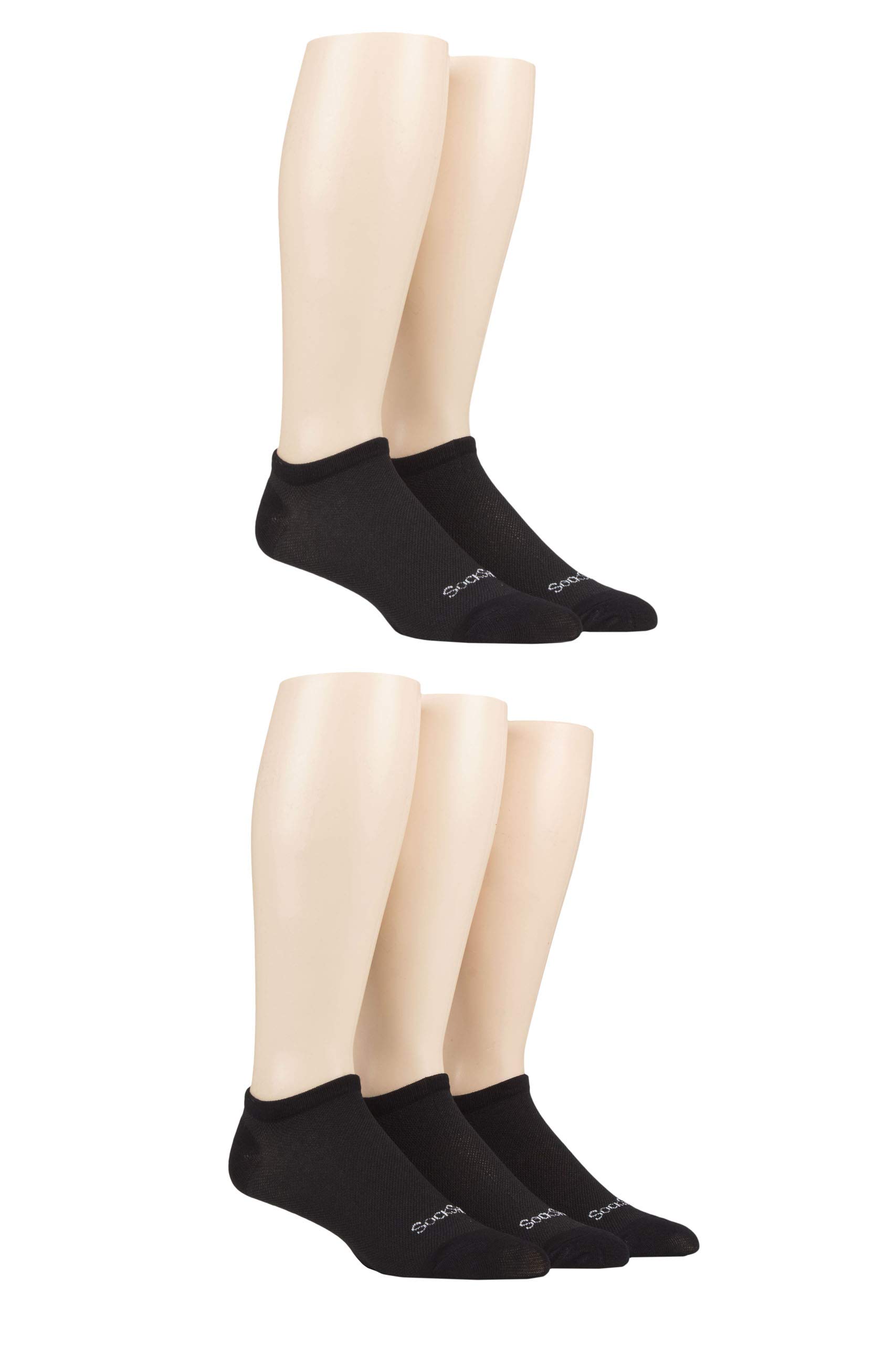 Sockshop Men's Black Bamboo Mesh Trainer Socks Pack Of 3 7-11