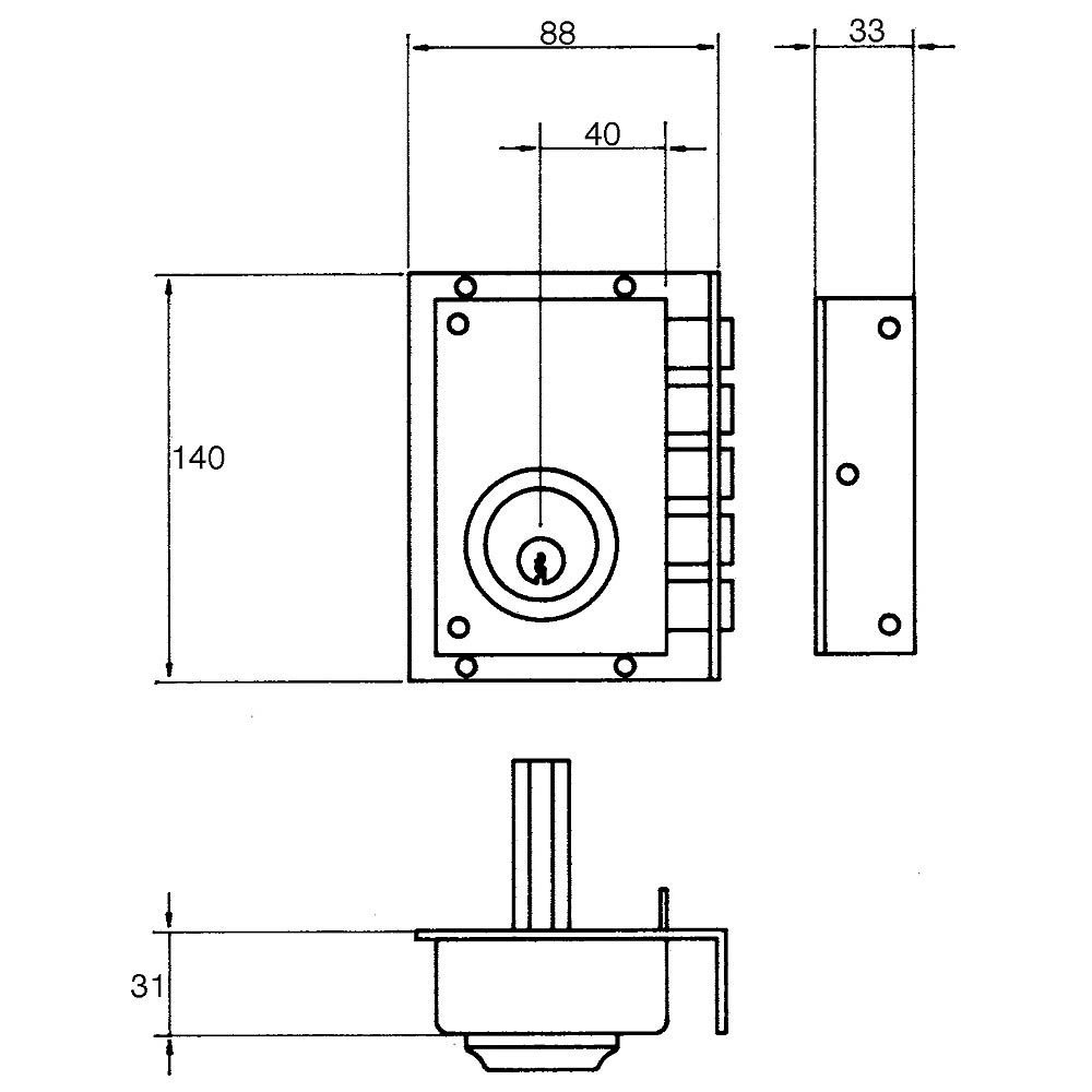 Jis 3012712 Cerradura Jis 240 Pintada Marrón 11x7/ Izquierda