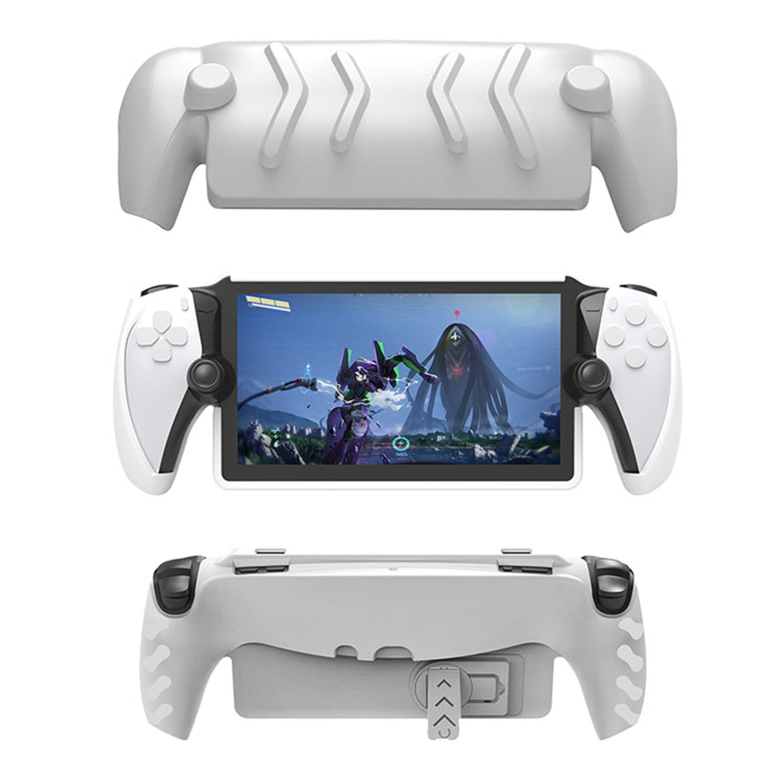 Funda Protectora Blanca con Carcasa Frontal Desmontable para P S 5 Portal 2023, Cobertura Completa con Soporte, anticaídas, Resistente Funda Protectora para Consola de Juegos