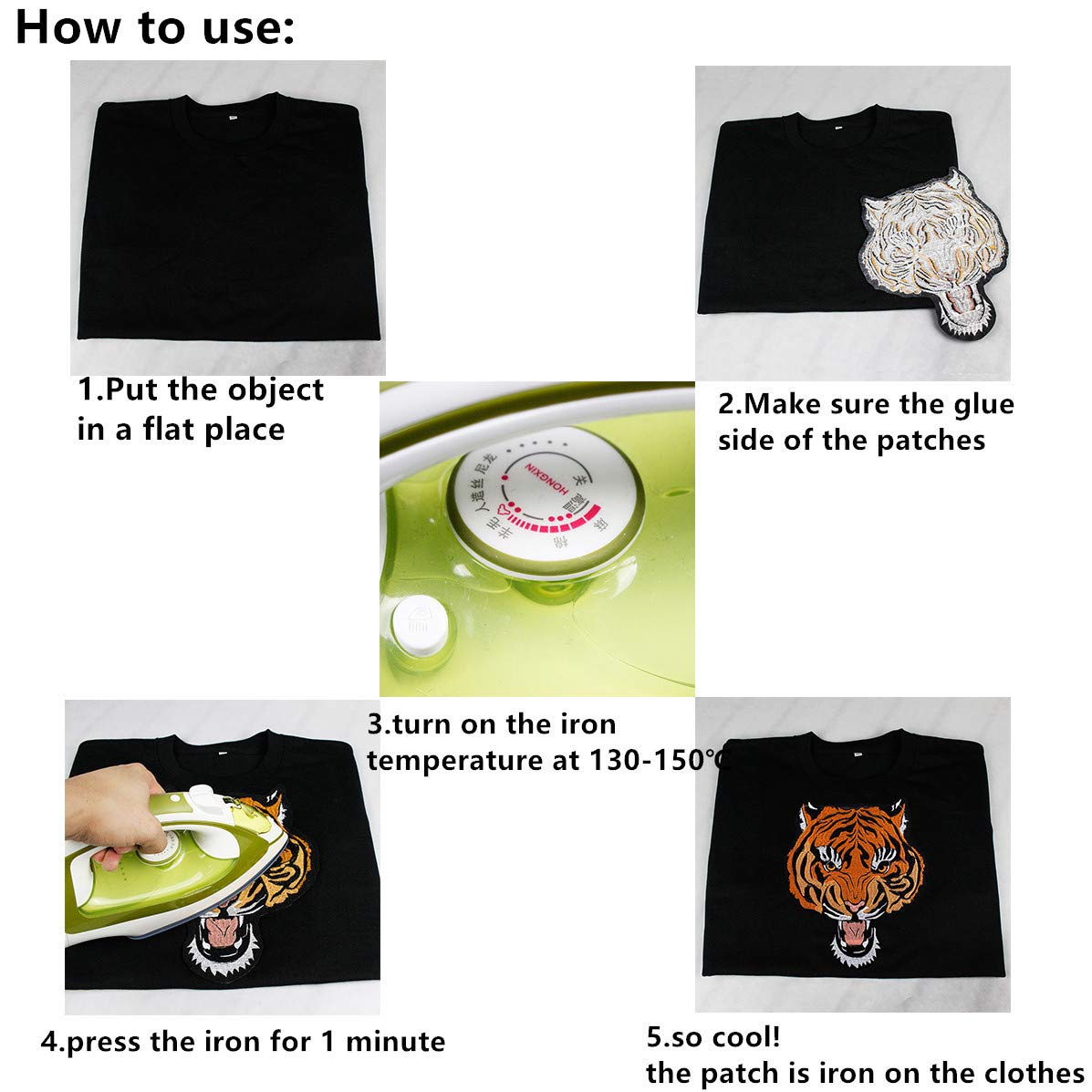 EMDOMO Aufnäher Totenkopf & Rose - 2 Stück Zum Aufbügeln (18,8x26,7cm)