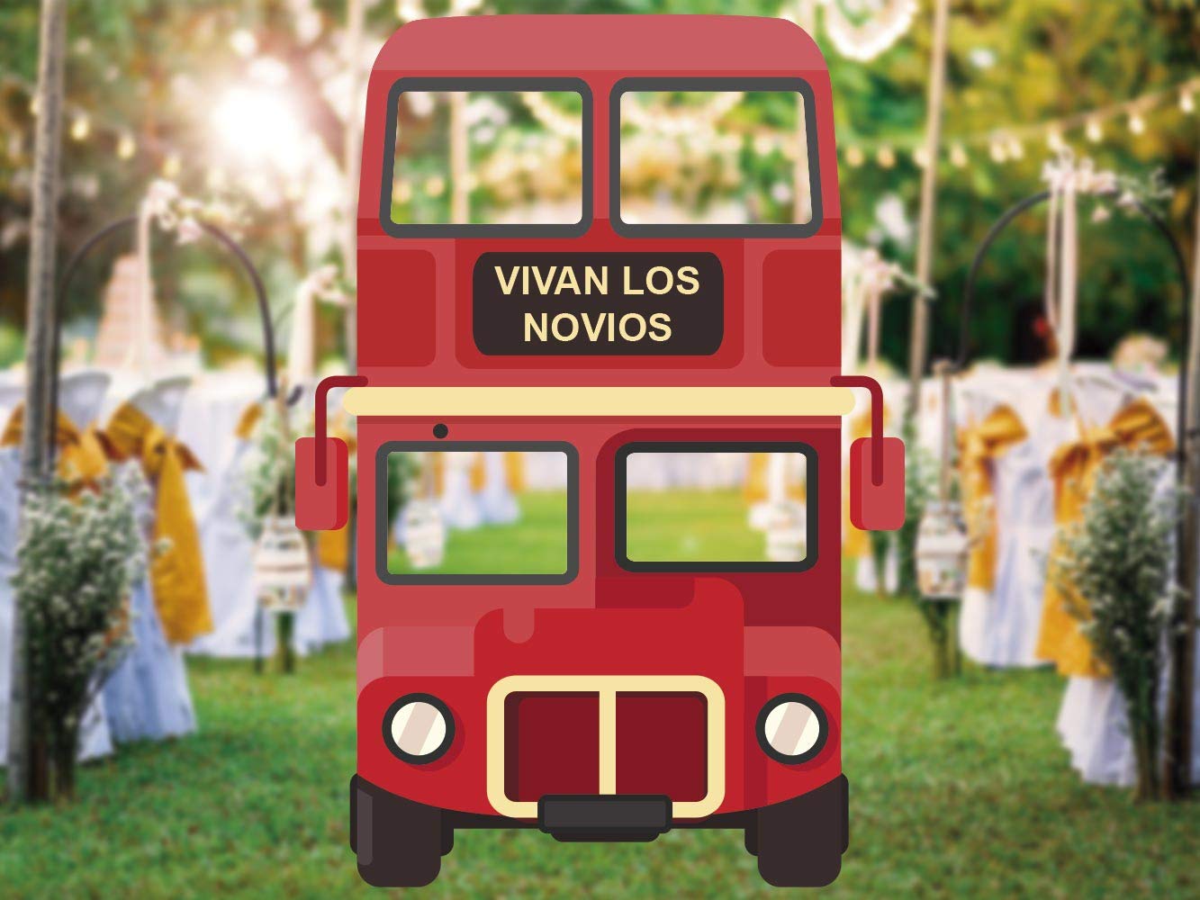 Oedim Photocall Autobús Vivan los Novios 200 x150 cm | Regalos para Bodas | Photocall Económico y Original | Ideas para Regalos | Regalos Personalizados de Bodas