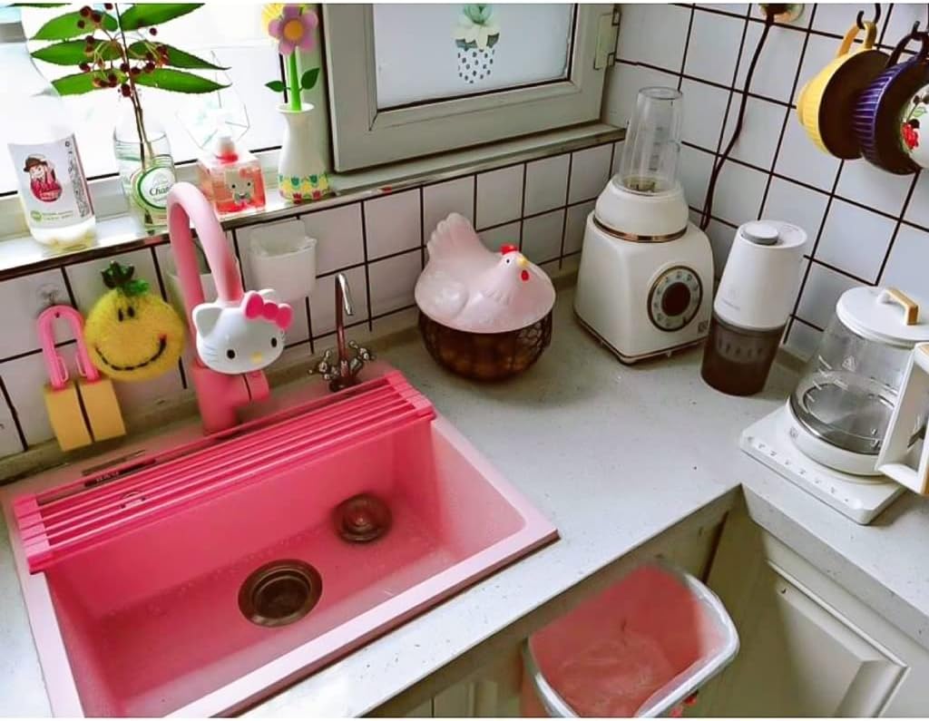 Kitchen Bar Sinks, with Faucet and Strainer Quartz Stbar Sink, Single ​Bowl ​Prep Sink, Drop-In Ordermount Installation/Pink~A/40 * 30Cm