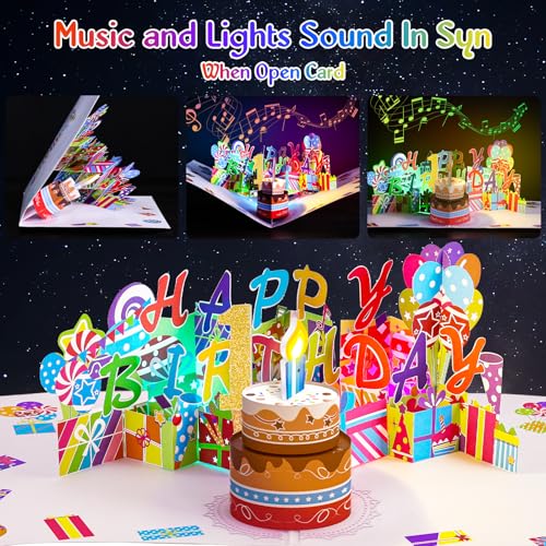 Image of Gumry 1st Pop-Up Musical Birthday Card with Blowable LED Candle for Kids