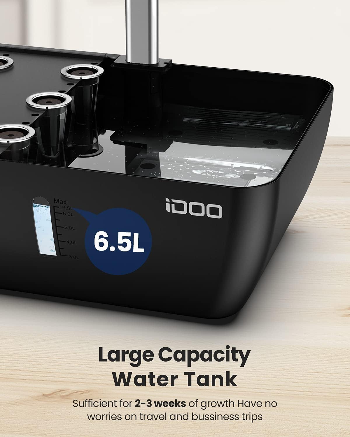 iDOO Smart Garden, Sistema de Cultivo Hidropónico con WiFi, Tanque de Agua de 6.5 L, Lámpara LED de Planta, Ventilador, 12 Vainas Huerto Interior, Altura Ajustable Jardín WiFi Inteligente