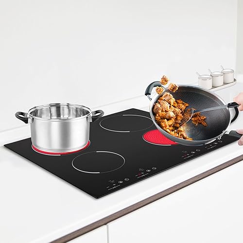 Miniatura 7 de Placa eléctrica de inducción de cerámica de 3000 W, 4 quemadores, estufa eléctrica integrada con 4 quemadores eléctricos, 9 niveles de calefacción,